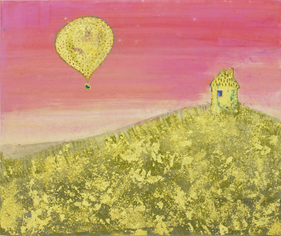「気球と丘」の原画　MAX1001 Fantasy MAKIE oval handbags balloon & hills canvas olivecolor leather-7.jpg
