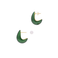 身につける漆 漆のアクセサリー 18Kピアス 月の勺 ひすい色 坂本これくしょんの艶やかで美しくとても軽い「和木に漆塗りのアクセサリー」より、耳たぶをそっとすくい包み込むようなやわらかい曲線のある軽い ウェアラブル 漆 アクセサリー Wearable URUSHI Accessories 18K Pierce moon of ladle jade color 上品で奥行き感のあるひすい色を表現。お耳を包むように着けますので、どなたにもほど良いボリユーム感を楽しんでいただけます。  #漆アクセサリー #漆のアクセサリー #漆ジュエリー #軽いアクセサリー #漆のピアス #18Kpierce #jadecolor #18Kピアス #軽いピアス #月の勺ピアス #ひすい色ピアス #wearable #ウェアラブル漆 #漆塗り #軽さを実感 #坂本これくしょん #耳が痛くない イメージ写真1