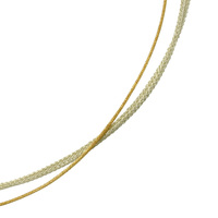 坂本これくしょんの艶やかで美しいアクセサリーを引き立てる「オリジナルの換え紐」より、太メタリコシルバー2本と金糸1本コード（50cm）イタリア製の太いシルバーフリーメタリココードを2本に、金糸１本を組み合わせたお紐のご紹介です。肌になじむ色合いと繊細な質感が特徴です。  #メタリコシルバーコード #金糸コード #イタリア製 #シルバーフリー #メタリココード #50cmコード #accessoriescord #originalcord #replacedcord #fashionablecord #handmadecord #アクセサリーコード #使いやすい換え紐 #デザインコード #換え紐 #坂本これくしょん イメージ写真1