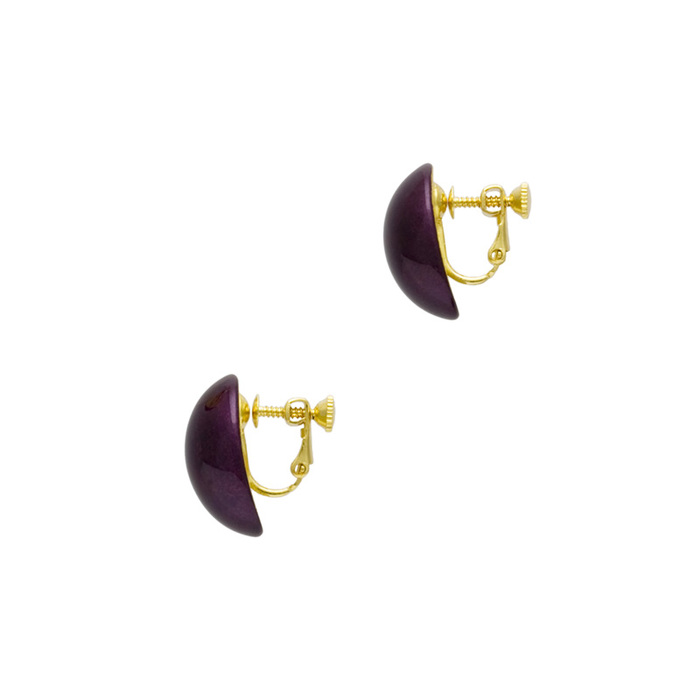 身につける漆 漆のアクセサリー イヤリング こでまり 箔紫色 坂本これくしょんの艶やかで美しくとても軽い和木に漆塗りのアクセサリー SAKAMOTO COLLECTION wearable URUSHI accessories Earrings reeves spirea foil purple color 深みある色と丹念に塗り重ねて透明感がある香りたつような艶、ベーシックなフォルムが人気、裏の金箔が表情を明るくしてくれます。  #イヤリング #Earrings #こでまり #箔紫色 #紫イヤリング #かわいらしい #木製イヤリング #軽いイヤリング #漆のアクセサリー #漆塗り #身につける漆 #坂本これくしょん #会津  イメージ写真1 