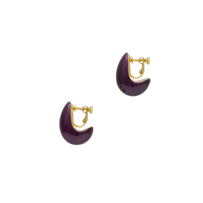 身につける漆 漆のアクセサリー イヤリング 月の勺 箔紫色 坂本これくしょんの艶やかで美しくとても軽い和木に漆塗りのアクセサリー SAKAMOTO COLLECTION wearable URUSHI accessories Earrings moon of ladle foil purple color 艶やかでありながら透明感があるパープルカラー、香りたつようなお色が人気、金箔がさりげなく華やかさをプラスします。  #イヤリング #Earrings #月の勺 #箔紫色 #purple #軽いイヤリング #月の勺イヤリング #紫イヤリング #耳が痛くない #漆のアクセサリー #漆塗り #身につける漆 #坂本これくしょん #会津  イメージ写真1 