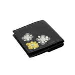 身につける漆 蒔絵の財布 二つ折り財布 貝入り 四葉 金色＆銀色 坂本これくしょんのお洒落にかつスタイリッシュに携帯できる蒔絵の牛革財布 SAKAMOTO COLLECTION wearable MAKIE half fold Wallet shellfish into Yotsuba gold and silver ソフトな牛革の表面に四葉の螺鈿蒔絵、２種の金色粉を銀色蒔絵は銀色粉といぶし銀箔を使用して描いています。  #財布 #牛革財布 #Wallet #Yotsuba #二つ折り財布 #halffoldwallet #四葉 #貝入り #四葉の蒔絵 #Purse #蒔絵の財布 #螺鈿蒔絵 #身につける漆 #坂本これくしょん #会津 