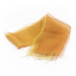 RIE SAKAMOTO COLLECTION まるで羽衣のような軽やかさが特徴のとても使いやすいシルクオーガンジーストール 花衣 はなごろも ローズピンク オレンジ ミモザ グラデーション URUSHI SAKAMOTO silk organdy scarf Hana-Koromo Orange & Mimosa gradation 坂本理恵が長年愛用している携帯にも便利な大ぶりタイプ、熟練した職人の手織り・手染めならではの緻密さと繊細なフリンジ、人の手の作り出す温かみを感じるシルク製スカーフ、オレンジ＆ミモザグラデーション色の組み合わせが新鮮、軽やかで美しいくプレゼントにもおすすめです。  #シルクスカーフ #シルクオーガンジー #シルクストール #大判ストール #オーガンジーストール #花衣 #はなごろも#silkscarf #silkorgandy #silkstole #silkshawl #MadeInIndia #プレゼント #冷房対策 #手織り #手染めスカーフ #坂本これくしょん