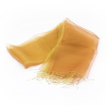 まるで羽衣のような軽やかさが特徴のとても使いやすいシルクスカーフ 花衣 はなごろも SAKAMOTO COLLECTION Silk organza scarf flower clothing Orange & Mimosa gradation 人の手の作り出す温かみと繊細さと緻密さ、淡いオレンジから濃いミモザ色へと変わるグラデーションカラーが重なり合って奥行を演出、外出時やオフィスなどでの冷房対策としても活躍しそう。  #シルクスカーフ #silkscarf #オーガンジースカーフ #グラデーション #ストール #花衣 #手織り #手染め #冷房対策 #プレゼント #軽いスカーフ #坂本これくしょん #会津 