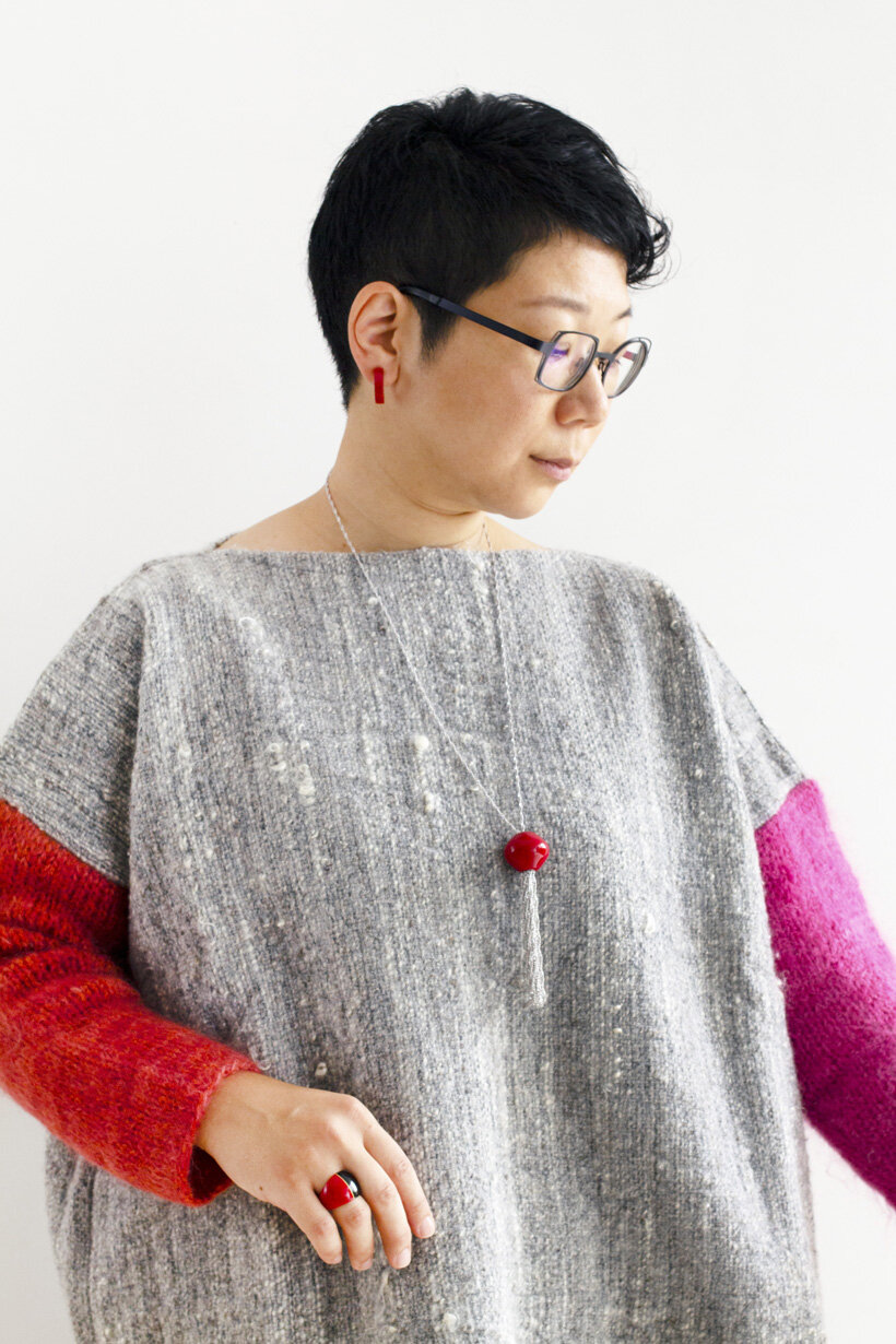 01N8205 SAKAMOTO COLLECTION wearable URUSHI pendant Rhombus Jewel Red Color-8.jpg