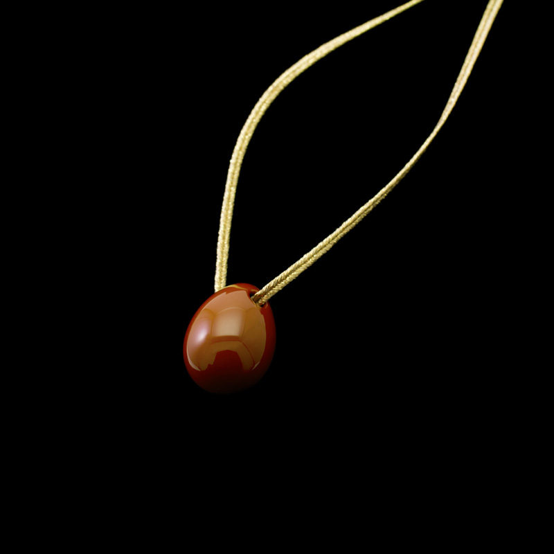 02N8120 SAKAMOTO COLLECTION wearable URUSHI accessories pendant Bell Drop Jewel yellowish vermilion-9.jpg