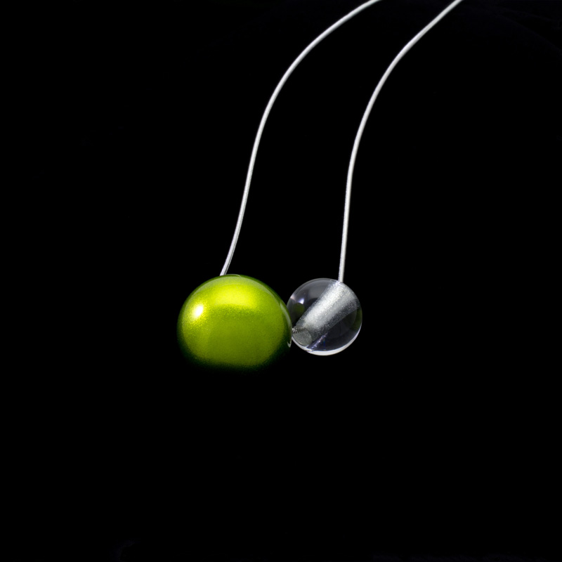 80N7936 Jewel of Forest URUSHI pendant NUT of URUSHI & acrylic Lime Green Adjustable Cord-8.jpg