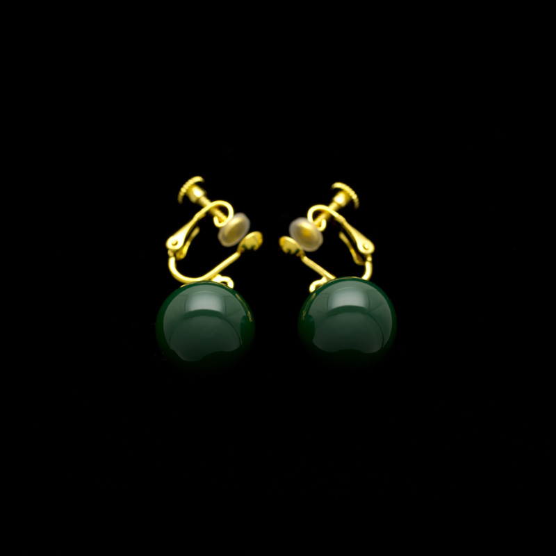 H4E3965 SAKAMOTO COLLECTION wearable URUSHI accessories earrings Molasses Jewel Deep green color-9.jpg